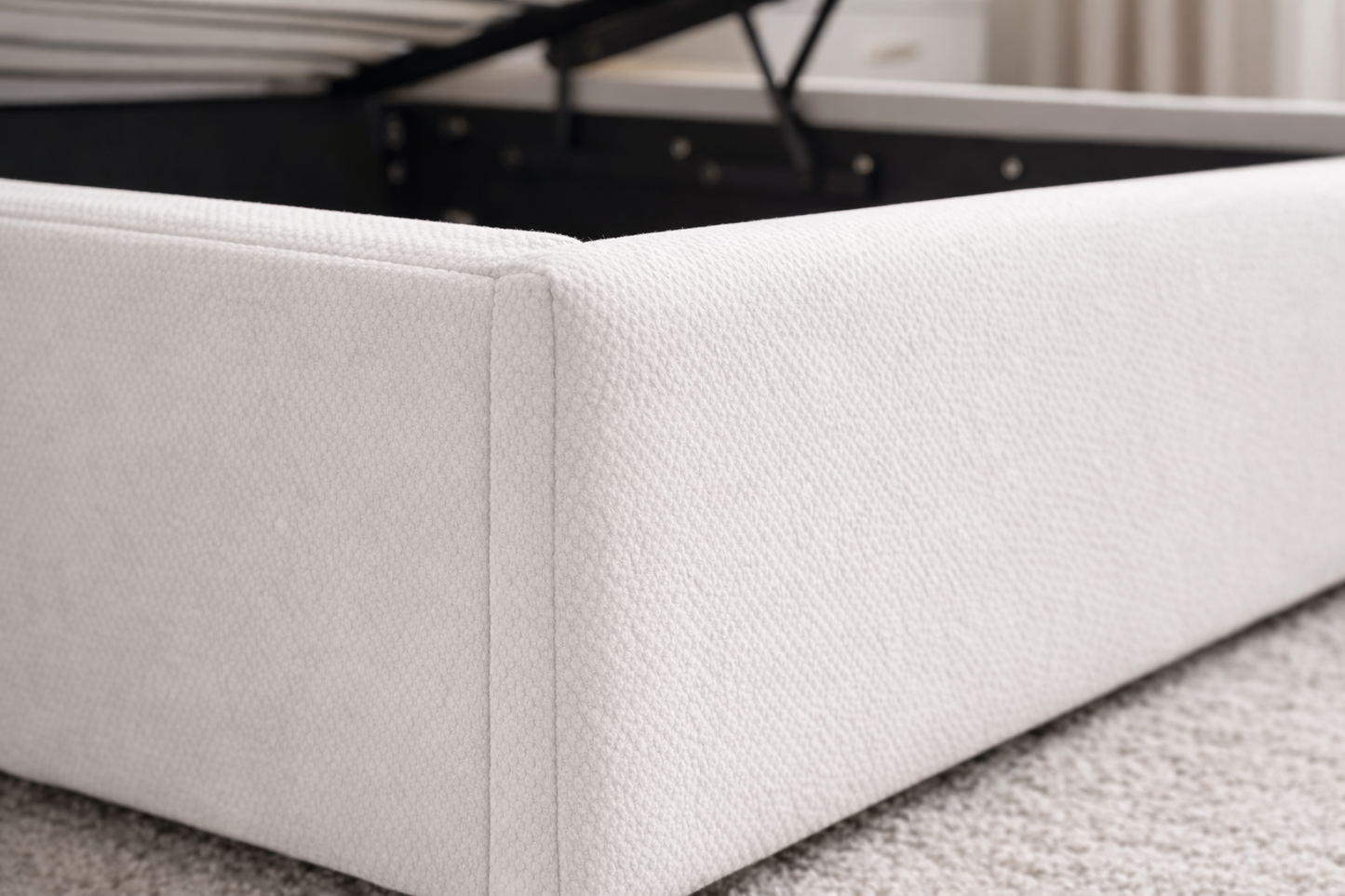 Lit Coffre Epure - Tissu blanc premium