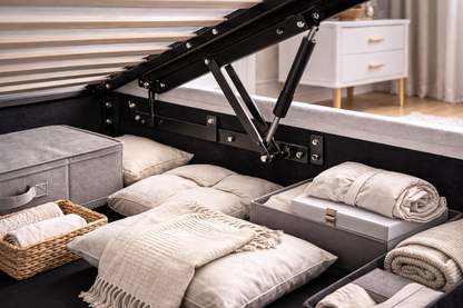 Lit Coffre Epure - Tissu blanc premium
